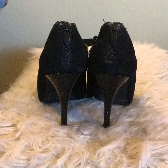 White House Black Market Black Open Toe Dress Shoes Size 6 - Picture 4 of 7